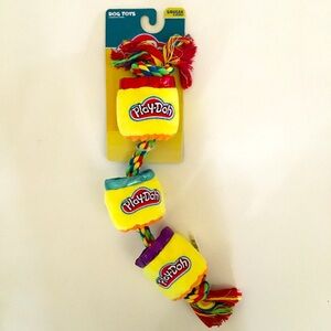 NEW Dog Toy Soft Plush Squeakers “Play-Doh” on Tug Rope | Hasbro